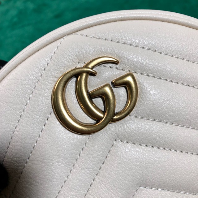 Gucci經典款女包 550154 Gucci古馳GG Marmont系列 白色全皮圓形迷你肩背包  gqy2457